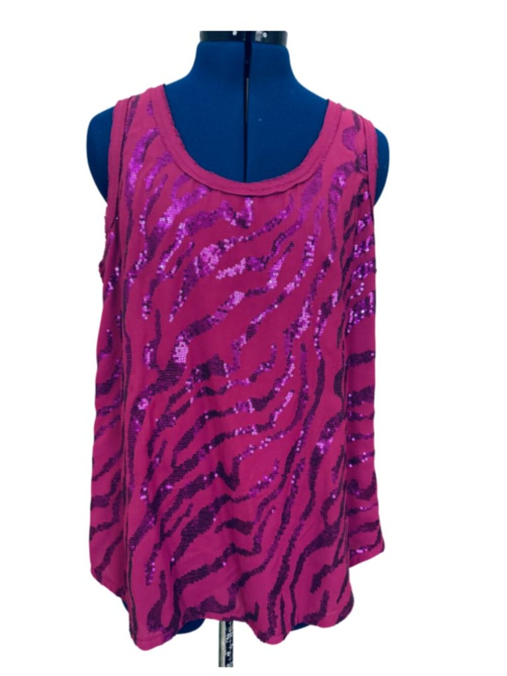 Ariat Fuschia Sequin Zebra Stipe Tank